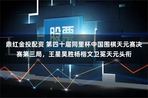 鼎红金投配资 第四十届同里杯中国围棋天元赛决赛第三局，王星昊胜杨楷文卫冕天元头衔